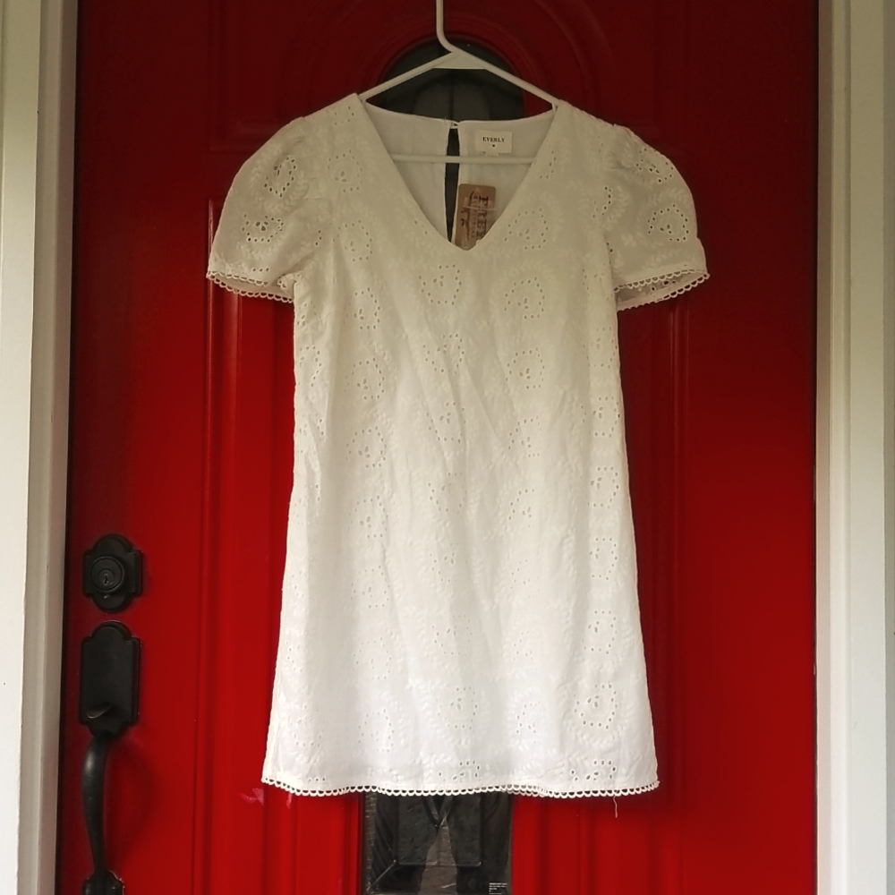 NWT Pretty White Eyelet Shift Dress, size small